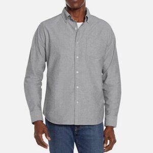 NEW Gap Mens L Long Sleeve Oxford Shirt Gray Cotton Blend
